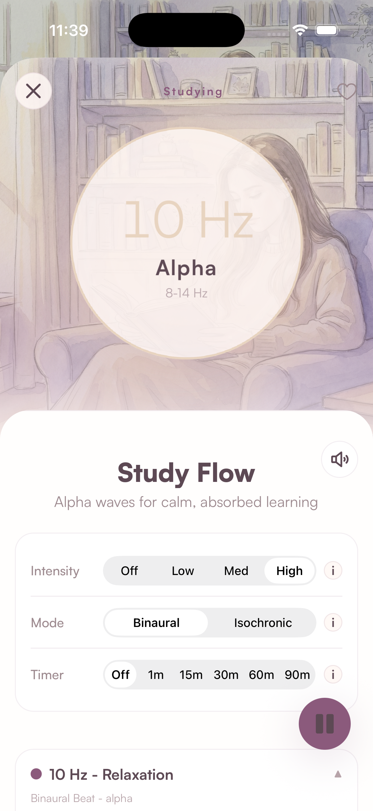 Selena binaural beat player on iPhone